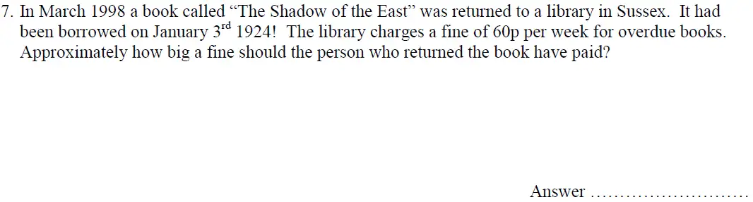 Question 7 - Oundle School – 13 Plus Maths Entrance Exam 2016