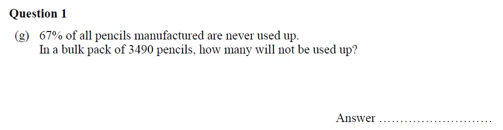 Question 1(g) - Oundle School – 13 Plus Maths Entrance Exam 2017