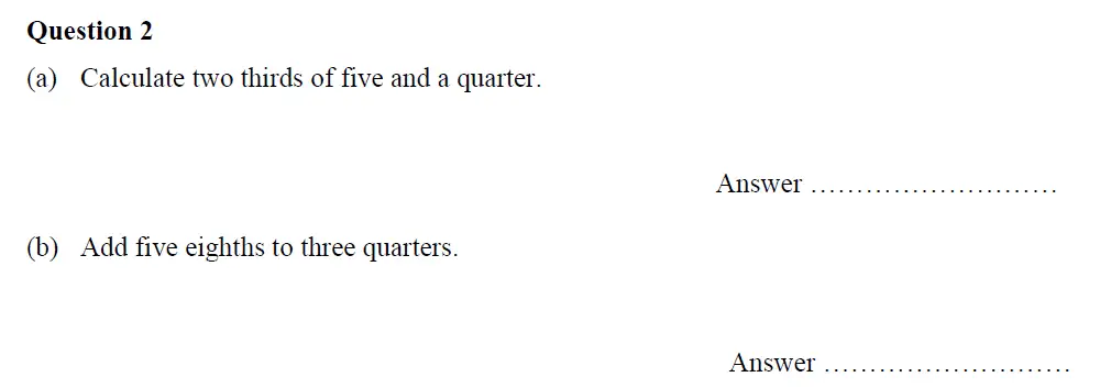 Question 2(a,b) - Oundle School – 13 Plus Maths Entrance Exam 2017