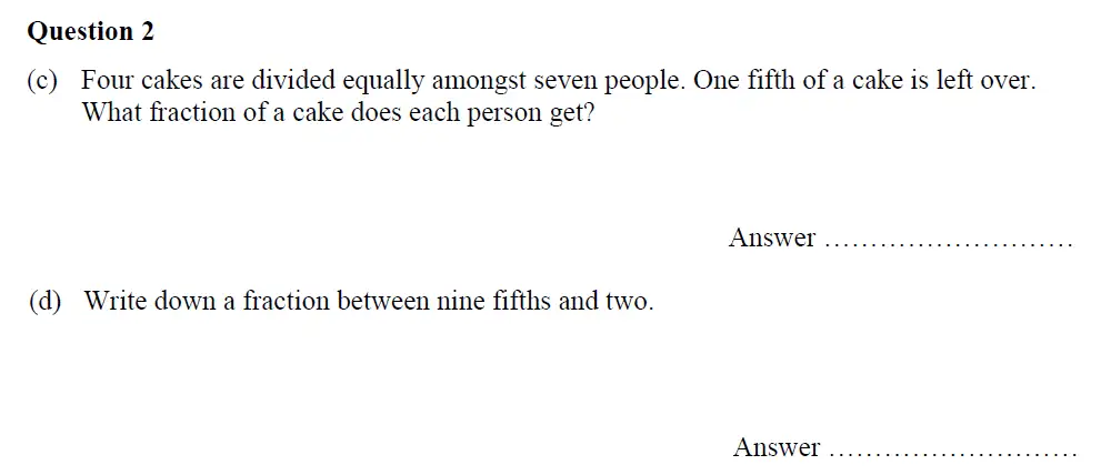 Question 2(c,d) - Oundle School – 13 Plus Maths Entrance Exam 2017