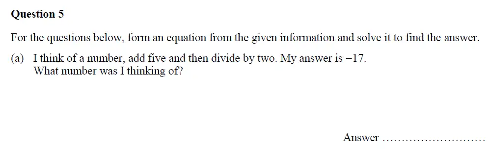 Question 5(a) - Oundle School – 13 Plus Maths Entrance Exam 2017