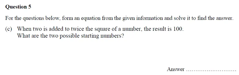 Question 5(c) - Oundle School – 13 Plus Maths Entrance Exam 2017