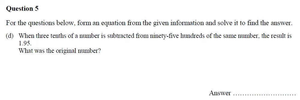 Question 5(d) - Oundle School – 13 Plus Maths Entrance Exam 2017