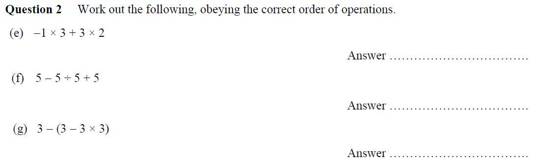 Question 2(e,f,g) - Oundle School – 13 Plus Maths Entrance Exam 2018