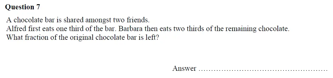 Question 7 - Oundle School – 13 Plus Maths Entrance Exam 2018