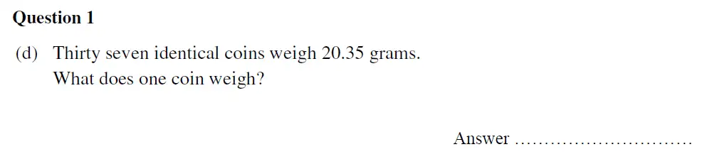 Question 1(d) - Oundle School - 13 Plus Maths Entrance Exam 2020