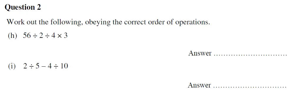 Question 2(h,i) - Oundle School - 13 Plus Maths Entrance Exam 2020