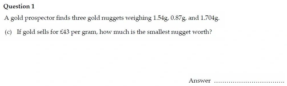 Question 01(c) - Oundle School - 13 Plus Maths Entrance Exam Paper 2022