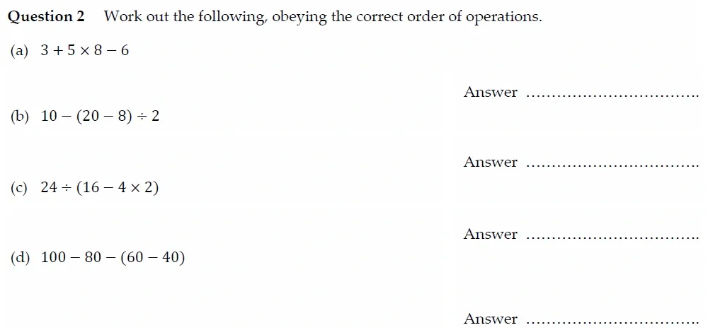 Question 02(a, b, c, d) - Oundle School - 13 Plus Maths Entrance Exam Paper 2022