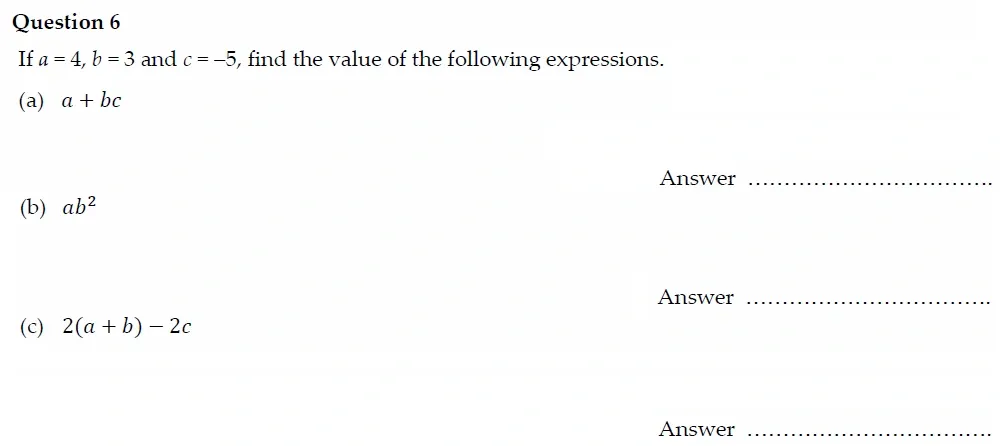Question 06(a, b, c) - Oundle School - 13 Plus Maths Entrance Exam Paper 2022