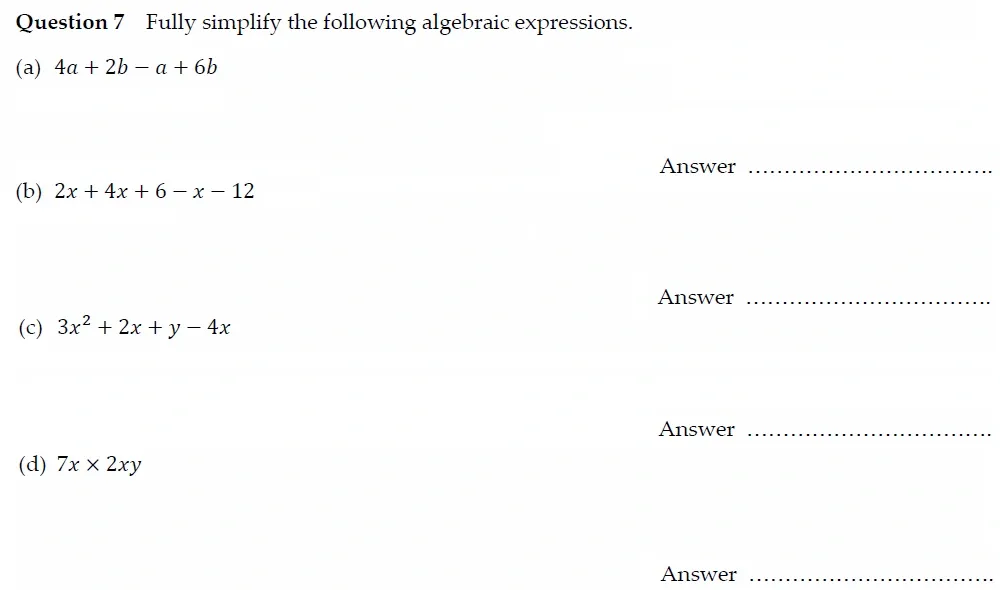 Question 07(a, b, c, d) - Oundle School - 13 Plus Maths Entrance Exam Paper 2022