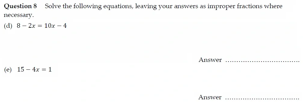 Question 08(d, e) - Oundle School - 13 Plus Maths Entrance Exam Paper 2022