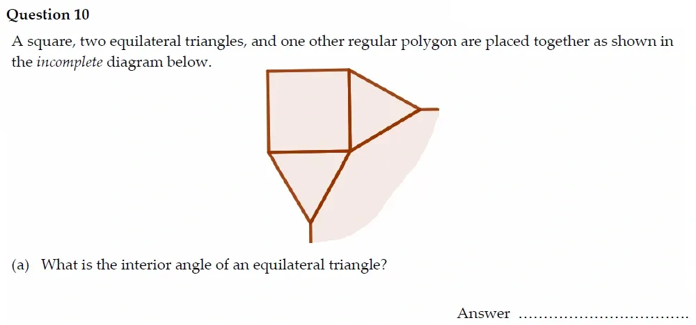 Question 10(a) - Oundle School - 13 Plus Maths Entrance Exam Paper 2022