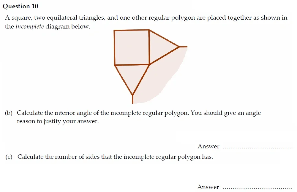 Question 10(b, c) - Oundle School - 13 Plus Maths Entrance Exam Paper 2022