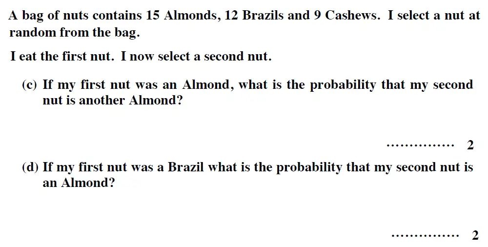 Question 7(c,d) - Reigate Grammar School – 13 Plus Maths Entrance Exam 2013 – Calculator