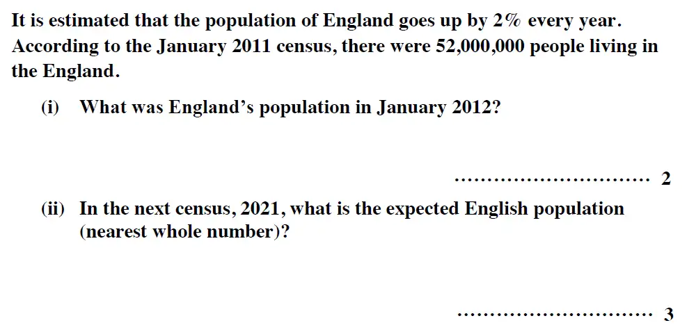 Question 8(i,8(ii)) - Reigate Grammar School – 13 Plus Maths Entrance Exam 2013 – Calculator