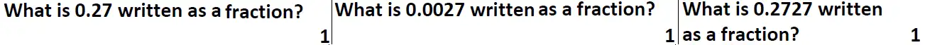 Question 25(25(a),25(b),25(c)) - Reigate Grammar School – 13 Plus Maths Entrance Exam 2013 – Non-calculator