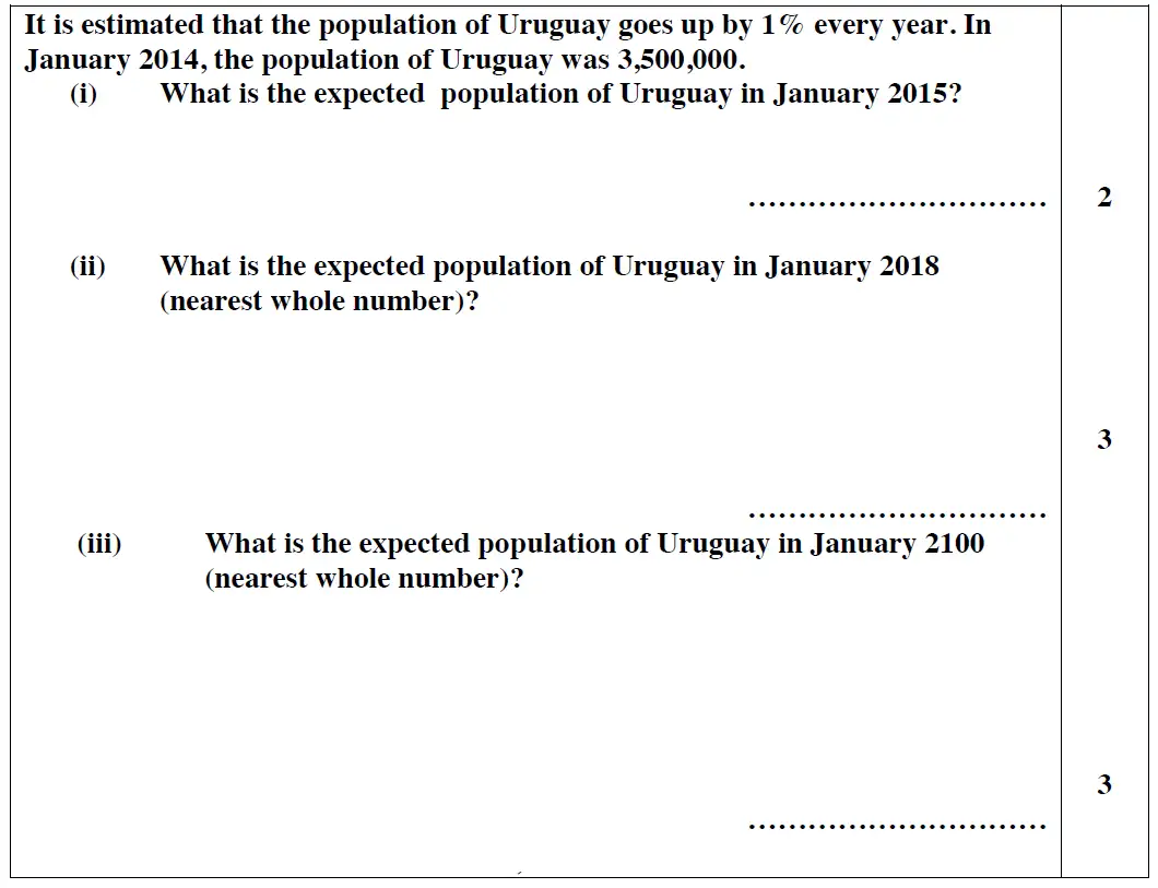 Question 8(i,8(ii),8(iii)) - Reigate Grammar School – 13 Plus Maths Entrance Exam 2014 – Calculator
