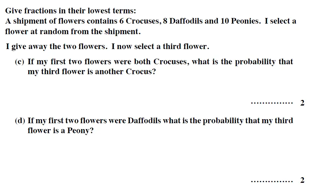 Question 7(c,d) - Reigate Grammar School – 13 Plus Maths Entrance Exam 2015 – Calculator