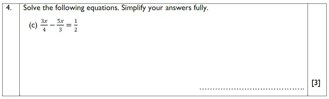 Question 4(c) - Reigate Grammar School – 13 Plus Maths Exam Paper 2018 – Calculator