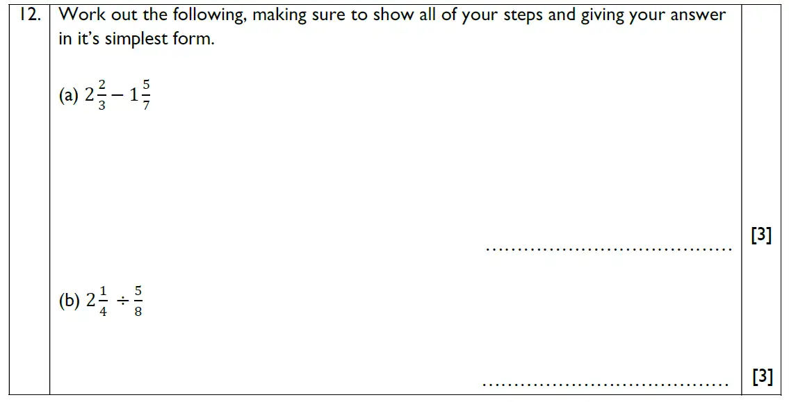 Question 11 - Reigate Grammar School - 13 Plus Maths Exam Paper 2018 - Non-calculator