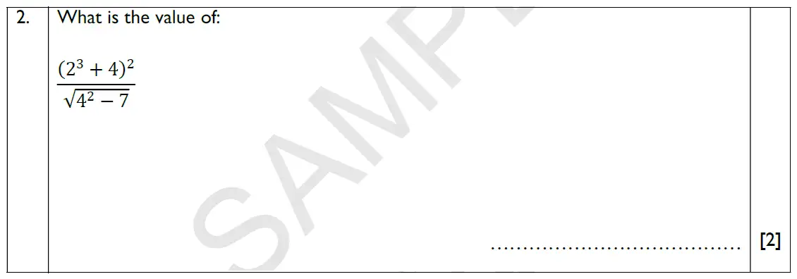 Question 02 - Reigate Grammar School - 13 Plus Maths Exam Paper 2018 - Non-calculator