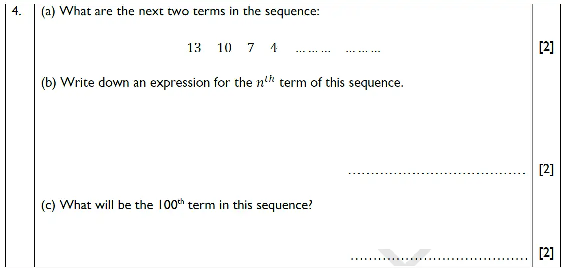 Question 04 - Reigate Grammar School - 13 Plus Maths Exam Paper 2018 - Non-calculator