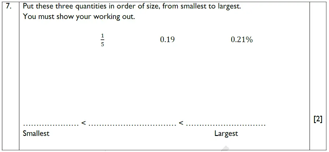 Question 07 - Reigate Grammar School - 13 Plus Maths Exam Paper 2018 - Non-calculator