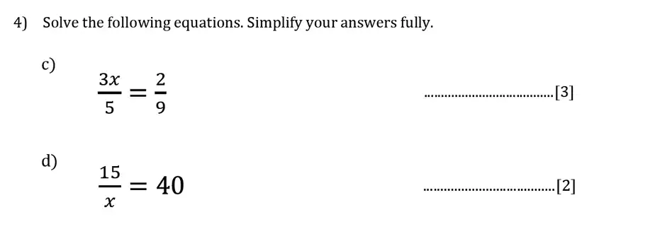 Question 4(c,d) - Reigate Grammar School – 13 Plus Maths Sample Paper – Calculator 2023