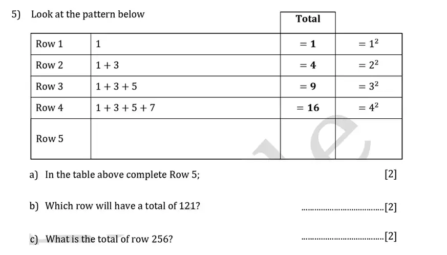 Question 5(a,b,c) - Reigate Grammar School – 13 Plus Maths Sample Paper – Calculator 2023