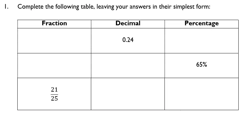 Question 1(a,b,c) - Reigate Grammar School – 13 Plus Maths Sample Paper – Non-calculator 2018