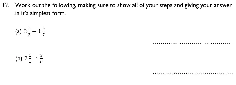 Question 12(12(a),12(b)) - Reigate Grammar School – 13 Plus Maths Sample Paper – Non-calculator 2018