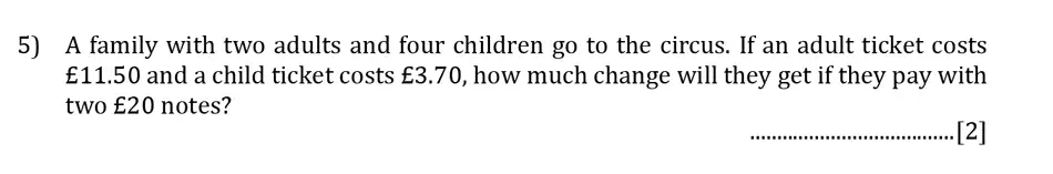 Question 5 - Reigate Grammar School – 13 Plus Pre-Test Maths Sample Paper 2018