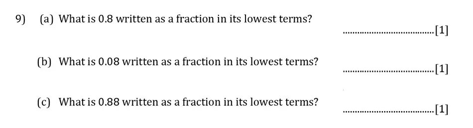 Question 9(a,b,c) - Reigate Grammar School – 13 Plus Pre-Test Maths Sample Paper 2018