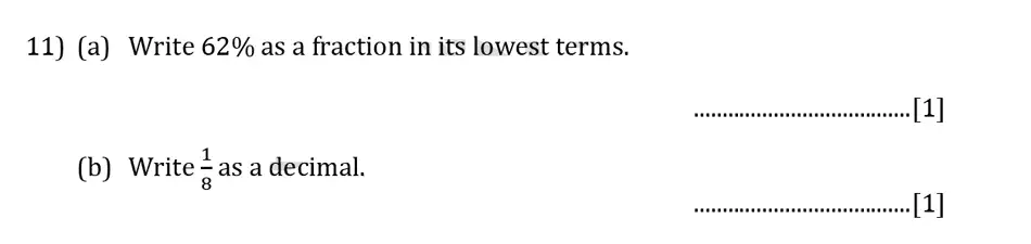 Question 11(11(a),11(b)) - Reigate Grammar School – 13 Plus Pre-Test Maths Sample Paper 2018