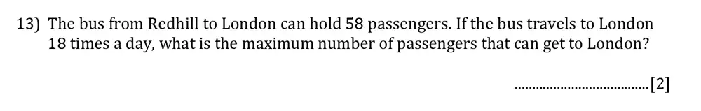 Question 13 - Reigate Grammar School – 13 Plus Pre-Test Maths Sample Paper 2018