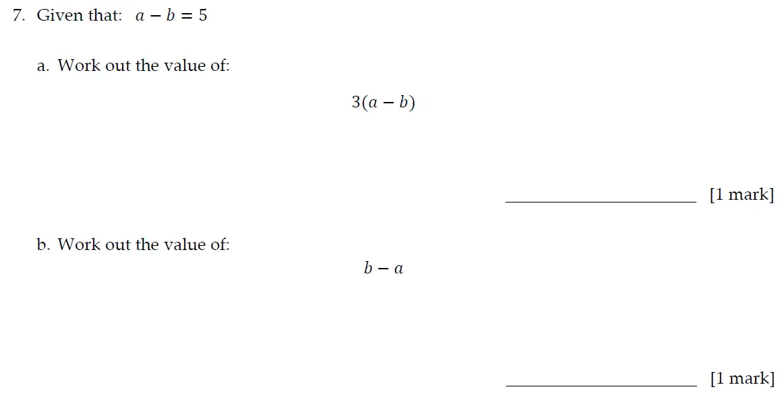 Question 7(a,b) - Sevenoaks School – 13 Plus Entrance Exam Paper – 2020