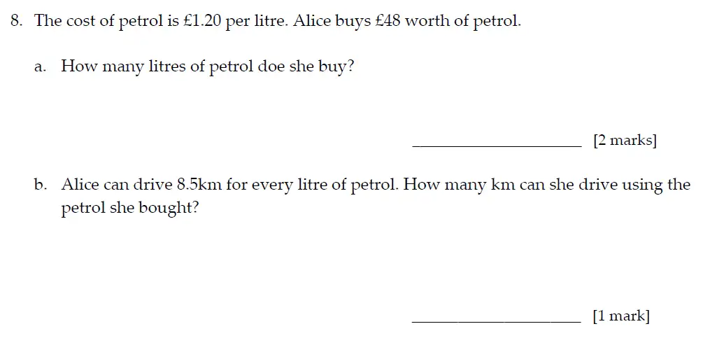 Question 8(a,b) - Sevenoaks School – 13 Plus Entrance Exam Paper – 2021