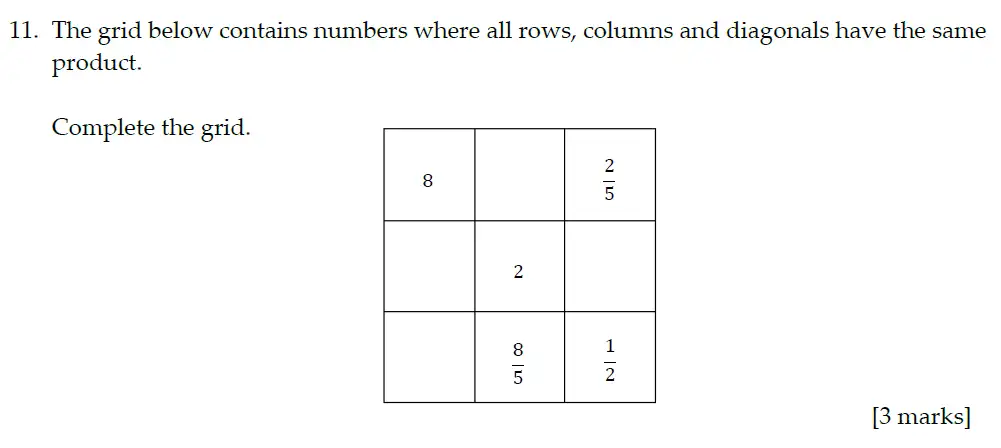 Question 11 - Sevenoaks School – 13 Plus Entrance Exam Paper – 2021