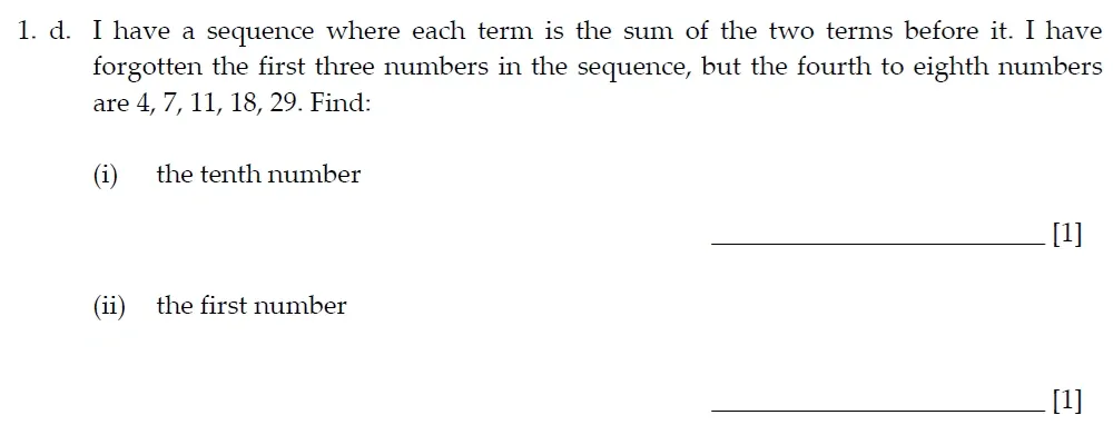 Question 01(d) - Sevenoaks School - 13 Plus Entrance Exam Paper - 2022
