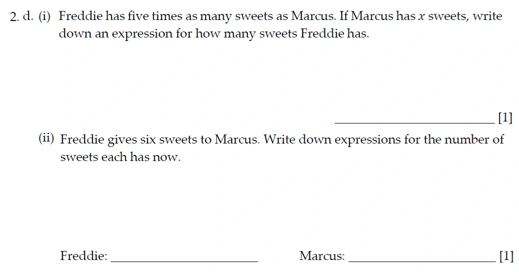 Question 02(d(i, ii)) - Sevenoaks School - 13 Plus Entrance Exam Paper - 2022