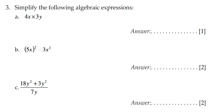 Question 3(a,b,c) - Sevenoaks School – Year 9 Maths Sample Paper 2009