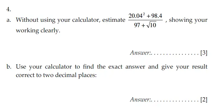 Question 4(a,b) - Sevenoaks School – Year 9 Maths Sample Paper 2009