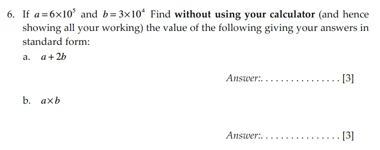 Question 6(a,b) - Sevenoaks School – Year 9 Maths Sample Paper 2009