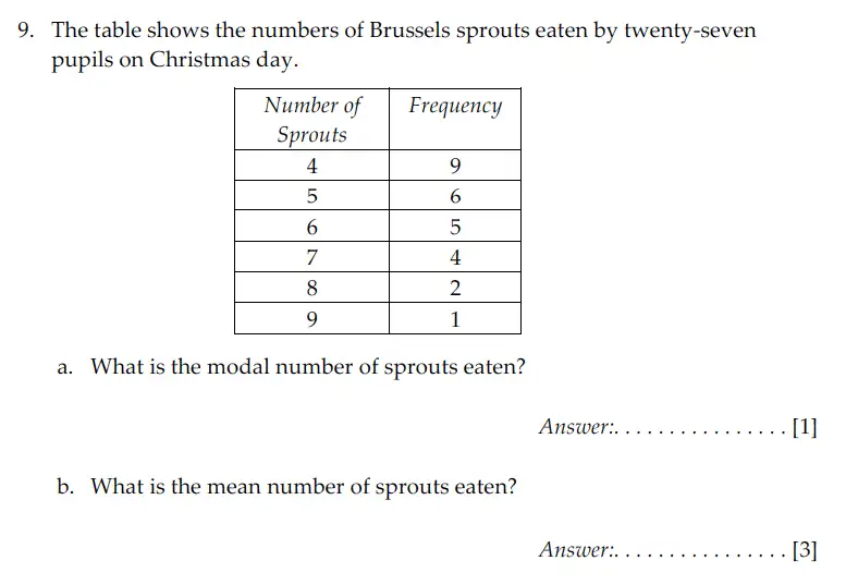 Question 9(a,b) - Sevenoaks School – Year 9 Maths Sample Paper 2009