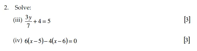 Question 2(2(iii),2(iv)) - Sevenoaks School – Year 9 Maths Sample Paper 2010