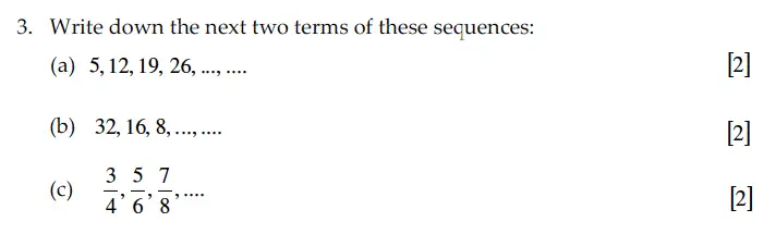 Question 3(a,b,c) - Sevenoaks School – Year 9 Maths Sample Paper 2010