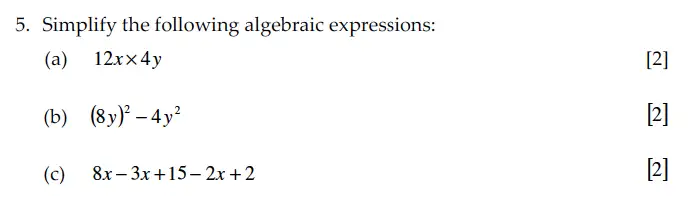 Question 5(a,b,c) - Sevenoaks School – Year 9 Maths Sample Paper 2010