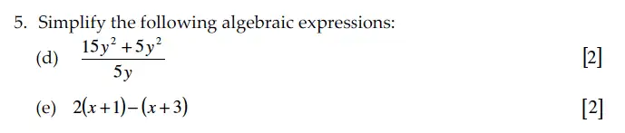 Question 5(d,e) - Sevenoaks School – Year 9 Maths Sample Paper 2010