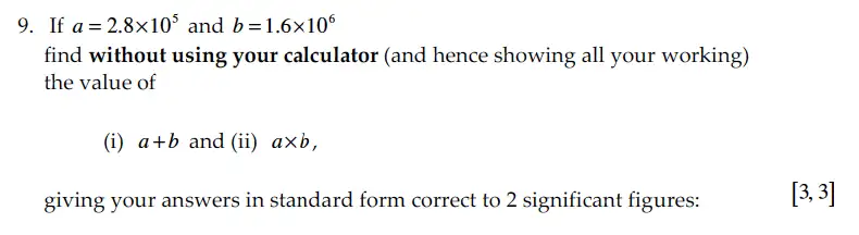 Question 9(i,9(ii)) - Sevenoaks School – Year 9 Maths Sample Paper 2010
